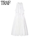 Yipinpay Cut Out White Dress Women Embroidery Long Dress Women Fairycore Summer Dresses Woman Elegant And Pretty Women's Dresses