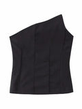 Yipinpay 2023 Black Corset Top Woman Asymmetric Off Shoulder Tops For Women Red Backless Bustier Top Woman Party Night Sexy Tops
