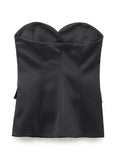 Yipinpay Black Bustier Corset Top Women Off Shoulder Crop Tops For Women Sleeveless Backless Top Female Streetwear Sexy Tops Woman