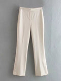 Yipinpay 2Pcs Ladies Solid Blazer Sets 2023 Pretty Strapless Single Breasted Tops+Slit Straight Trousers Basic Zipper Pants