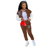 Yipinpay Letter Printing Joggers Leisure Two-Piece Set Women's Sports Training Jogging Uniform Baseball Uniform Suit