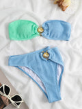 Yipinpay Waist Bikinis 2023 Women Swimsuit Female Swimwear Bandeau Solid Beach Brazilian Bikinis Set Bathing Suit Beachwear