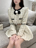 Yipinpay New Elegant 2 Piece Set Office Lady Warm Short Jacket Coat + Casual Slim Y2k Mini Skirt Woman Korean Fashion Suit Design