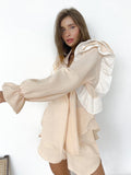 Yipinpay Butterfly Sleeve Shorts Suits With Ruffled Shirts Female Elegant Ruffles 2 Piece Sets Womens Outfits Chic Frill Sets