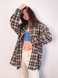 Yipinpay Vintage Plaid Shirts Women Loose Gingham Female Blouse Autumn 2023 Button Top Shacket Oversized Long Shirts Ladies