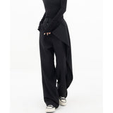 yipinpay Women Suit Pants Fold High Waist American Vintage Baggy Pants Streetwear Style Fashion Female Straight Wide Leg Trouser
