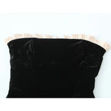 Yipinpay Black Strapless Christmas Dress Sexy A Line Vintage Velvet Party Mini Dresses Elegant Women Dresses
