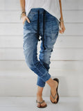 Yipinpay 2024 Women's Loose Jeans Plus Size Elastic Waist Ladies Comfortable Casual Foot Retraction Lantern Pants