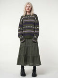 Yipinpay Womens Y2K Grunge Autumn Winter Casual Sweater Long Sleeve Round Neck Vintage Pattern Print Knitwear Pullovers