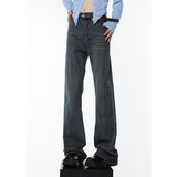 yipinpay Blue High Waist Women Jeans American Fashion Streetwear Wide Leg Jean Female Denim Trouser Straight Baggy Denim Pants