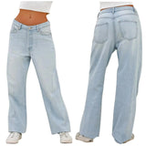Yipinpay Spring New Y2K Style Women's Loose Jeans Fashion Denim Wide Leg Pants Street Casual Trousers XS-L Drop Shipping