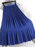 Yipinpay 2023 Spring Autunn Pleated Skirt Women Casual Fashion Elegant Solid Color High Waist Long Midi Skirts Ladies Chic Saia
