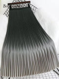 Yipinpay Woman's Spring Autumn Pleated Skirt Casual Korean Fashion Gradient Streetwear Skirts for Women Vintage Long Midi Skirt