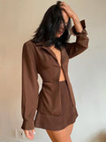 yipinpay 2 Two Piece Set Women Long Sleeves Crop Tops Cardigan Sexy High Waist Mini Skirts Sets Fall Outfits Streetwear Dress Set