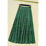 Yipinpay New Vintage Print A-line Skirt Women High Waist Pleated Loose Casual Skirts Tide Skirt Korean Fashion Clothing Female