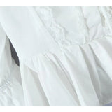 Yipinpay Y2K Women High Quality Lace Trim White Blouse Front Lacing Up Puff Sleeve Sexy Elegant Sweet Crop Top