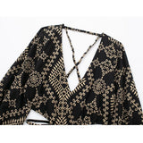 Yipinpay Cut Out Black Long Dress Women Embroidery Backless Dress Woman Puff Sleeve Vintage Gothic Dress 2023 Midi Summer Dresses