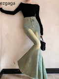 Yipinpay Vintage Jeans Women Fashion Slim High Waist Denim Pants Autumn Flare Long Trouser Wide Leg Sexy Elegant Streetwear