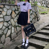 Yipinpay School Uniform Pleated Skirt Women Japanese Fashion Cute High Waist Knee-length A-line Skirt for Girls Preppy Casual JK