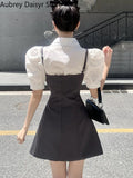 Yipinpay Spaghetti Strap Mini Blazer Dress Women Korean Fashion Irregular Bodycon Dress Female Vintage Casual High Waist Dress