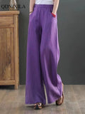 Yipinpay Summer New Chinese Cotton Linen Women's Pants Casual Loose Straight Pants Literary Vintage Thin Silk Hemp Wide Leg Pants