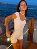 Yipinpay Basic Backless Sexy Rompers Playsuit Women Short Sleeve Bodycon Summer Jumpsuits Femme Beach Party One Piece Outfits