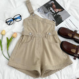 Yipinpay Denim Jumpsuits Women Spring Summe Retro Short Fashion One-shoulder Wide Leg Pants 2024 New Cool Girls Streetwear