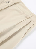 Yipinpay Beige Pleated High Waist Pants Pockets Office Ladies Wide Legs Pants Womens Casual Loose Work Trousers Summer 2023