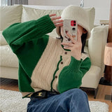 Yipinpay Puff Sleeve Twist Sweater Short Pull Winter Cardigans Women Chic Contrast Vintage Crop Sweaters Women Sueters