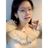 Yipinpay Neck Fur Collar Sexy Long Sleeve Y2k Clothes Crop Top Slim Women Tshirt Knitted Spring T-shirts Sweater Grunge Tee