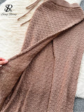 Yipinpay Fashion Y2K Vintage Knitted Suits Bandage Crop Sexy Top+Split Slim Bodycon Skirt Chic Holiday Women Two Pieces Sets