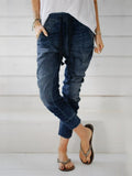 Yipinpay 2024 Women's Loose Jeans Plus Size Elastic Waist Ladies Comfortable Casual Foot Retraction Lantern Pants