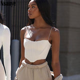 yipinpay Women Sleeveless T Shirt Strap Corset Cropped Vest Tops Sexy Club Y2K White Black Backless Skinny Short Tank Top 2023