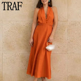 Yipinpay 2023 Woman Backless Long Dress Women Summer Halter Dress Woman Off Shoulder Elegant Party Dresses Sexy Evening Dresses