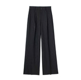 Yipinpay New Women Fashion Front Pleat Casual Straight Pants Office Ladies High Waist Pockets Full Length Trousers Mujer