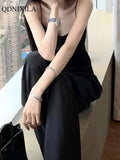Yipinpay Summer Silky Acetate Satin Women's Wide Leg Pants Korean Fashion Casual Elegant High Waist Loose Saggy Straight Trousers