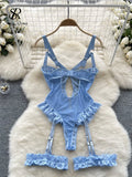 Yipinpay Women Erotic Sexy Lace Rompers Sleeveless Backless Slim Short Playsuit Transparent Underwear Hollow Out Mesh Bodysuits