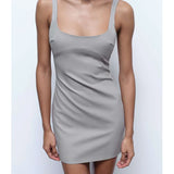 Yipinpay Sexy Women Round Neck Sleeveless Slim Short Dress Summer Female Red Bodycon Mini Vestidos