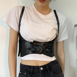 Yipinpay Punk Vest Women Gothic Fairy Grunge Black Tunics Y2k E Girl Corset Top Cosplay Summer Sleeveless Sexy Outfits for Woman