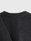 Yipinpay Women Dark Gray Asymmetrical Scarf Crop Knit Coat Vintage Oversize Female Winter Warm Outerwear