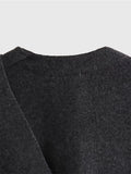 Yipinpay Women Dark Gray Asymmetrical Scarf Crop Knit Coat Vintage Oversize Female Winter Warm Outerwear