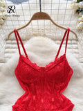 Yipinpay Strap Corset Lace Sensual Bodysuits 2024 Ladies Slim Sheer Bodycon Sexy Camisole Korean Backless Lingerie Playsuits