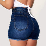 Yipinpay Summer New Grey Blue High Waist Ripped Denim Shorts For Women Fashion Slim Stretch Sexy Skinny Jeans Shorts S-3XL Drop Ship