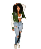 Yipinpay 2024 Women Clothes Fashion Casual Patchwork Button Up Crop Bomber Varsity Jackets Coat Women Winter Baseball Jacket