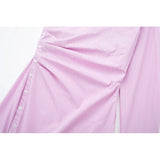 Yipinpay Striped Pink Dress Woman Asymmetric Off Shoulder Mini Dress Women Long Sleeve Short Dresses Ruched Casual Summer Dresses