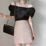 Yipinpay Sexy Off Shoulder Crop Top Blusas Mujer De Moda Slim Short Sleeved Chiffon Shirt Summer White Blouse Shirts for Women