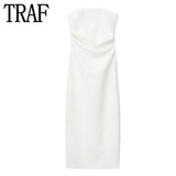 Yipinpay 2023 White Corset Dress Woman Off Shoulder Bodycon Dress Women Ruched Summer Long Dresses Women Sexy Evening Party Dresses