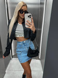 Yipinpay Summer New Women Denim Pocket Workwear Short Skirt Fashion High Stretch Sexy Jeans Mini Skirt Casual Female Clothing S-2XL