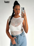 yipinpay Sexy See Through Aesthetic Lace Short Sleeve T Shirt Streetwear Y2K Women Clothes Club Party Crop Tops Tees Sumemr 2023