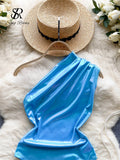 Yipinpay Fashion Beach Bikini Playsuits Women One Shoulder Slim Open Crotch Sexy Swimsuits Summer Backless Sensual Bodysuits